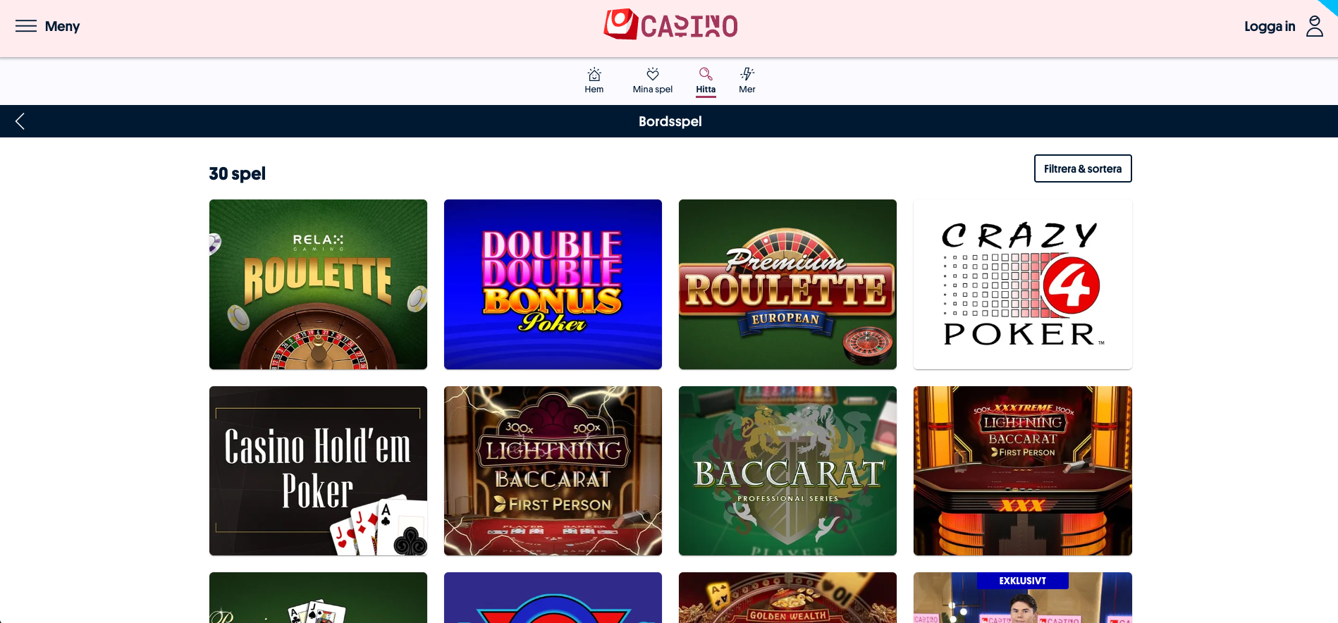 Bordsspel på Svenska Spel Sport & Casino med klassiska casinospel som roulette och blackjack online