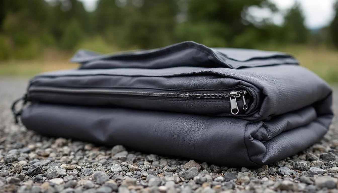 A cozy and durable waterproof blanket designed for outdoor use, showcasing its water-resistant fabric that protects against wet surfaces, mud, and stains. This lightweight blanket is perfect for picnics or camping, ensuring comfort while keeping you warm and dry.