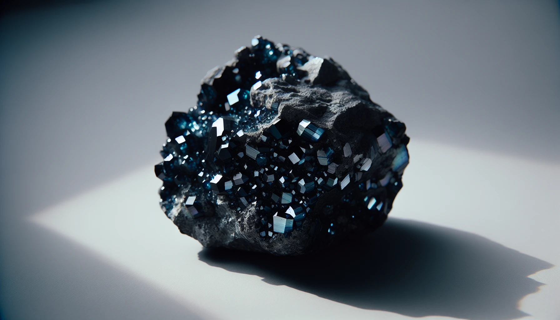 Larvikite, also known as Norwegian Blue Pearl, a dark gray or black igneous rock with blue and silver shimmering crystals found in Norway
