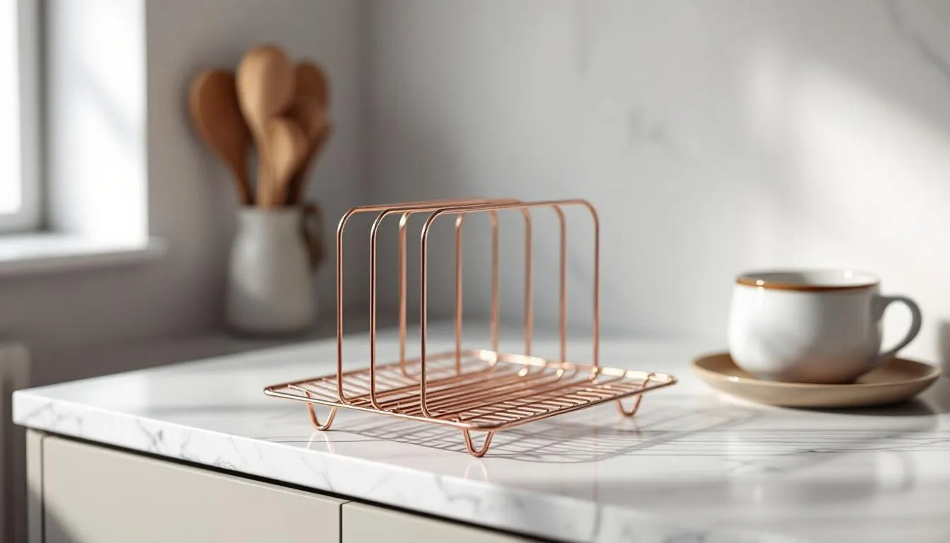 Ein Kuchengitter in einer modernen Küche, ideal für Hobbybäcker.