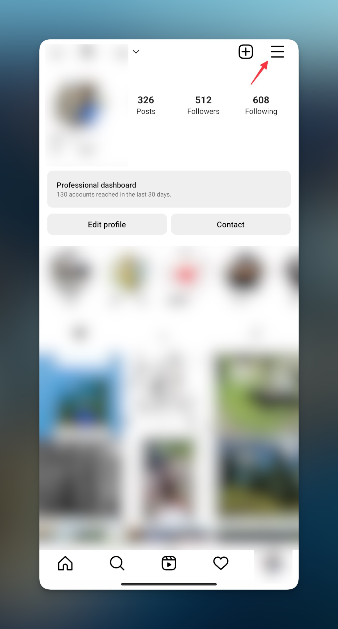 Remote.tools showing to tap on hamburger menu on a Instagram profile to setup messaging privacy