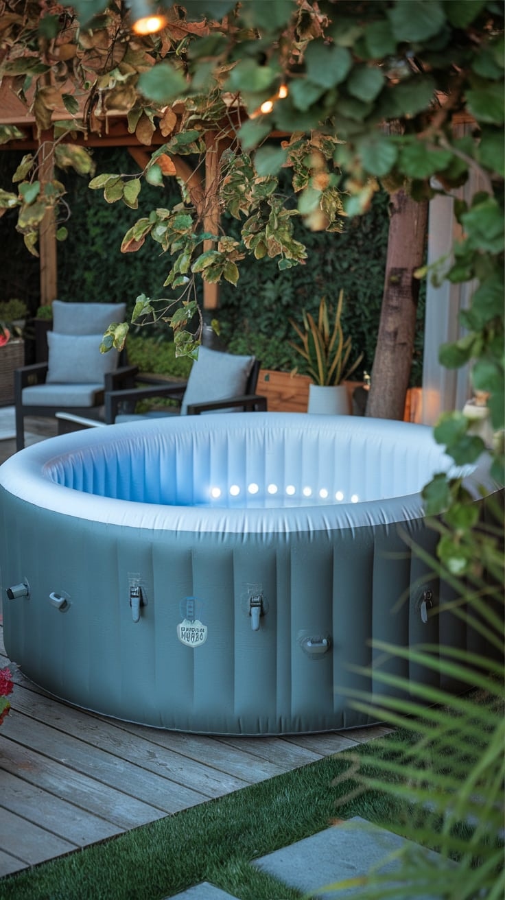 Inflatable hot tub is relaxing especially in the winter months, put it near your house or yard