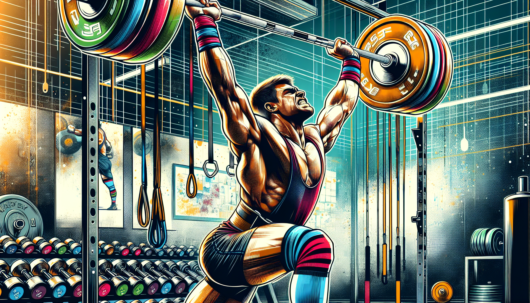 An illustration highlighting the advantages of using wrist wraps for overhead press exercises.