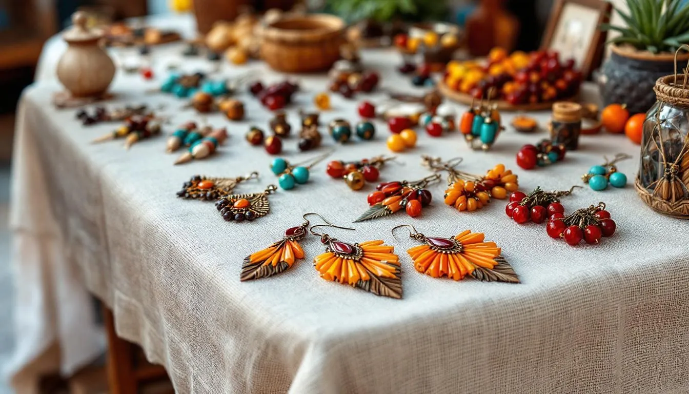 A display of customer favorite handmade earrings.