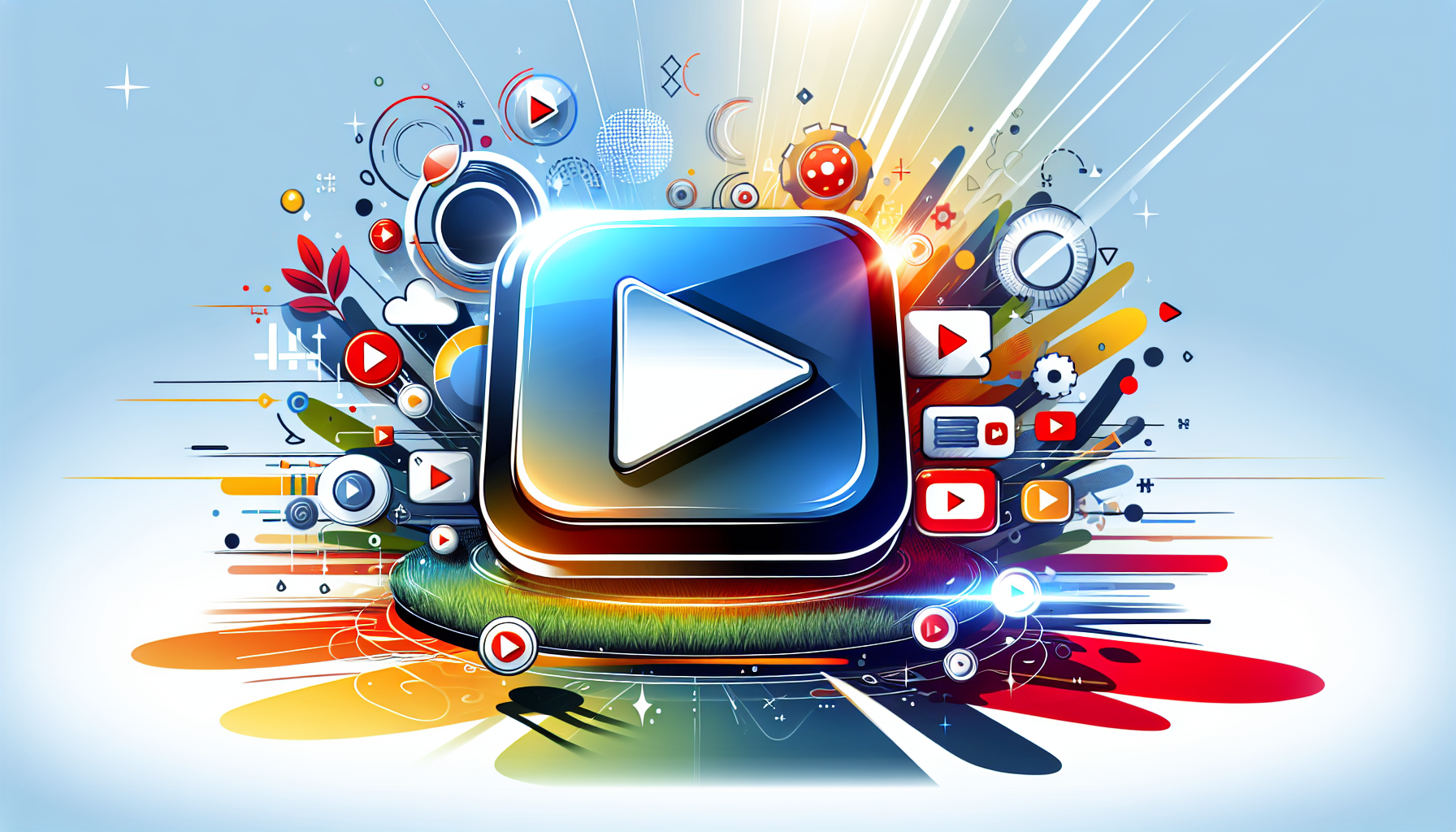 Video Content Considerations. Illustration of a play button symbolizing video content considerations for homepage SEO.