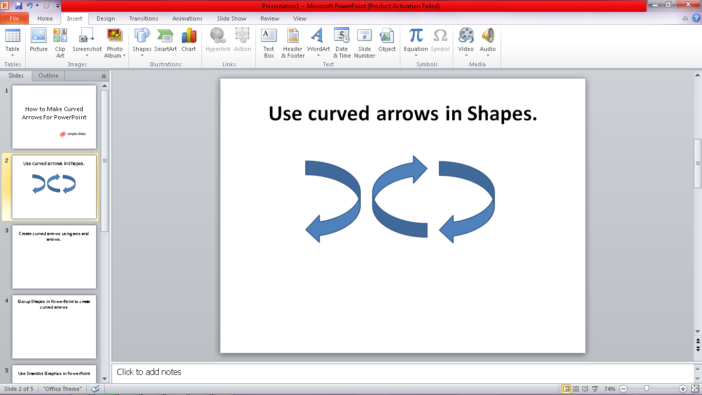 You have now create curved on your slide.