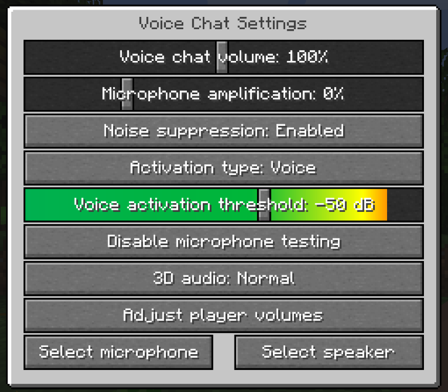 Simple Voice Chat mod settings in minecraft
