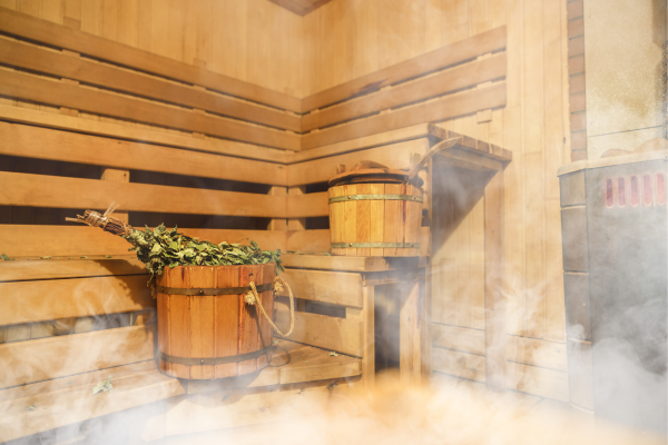 An image of a traditional sauna offered by Airpuria.