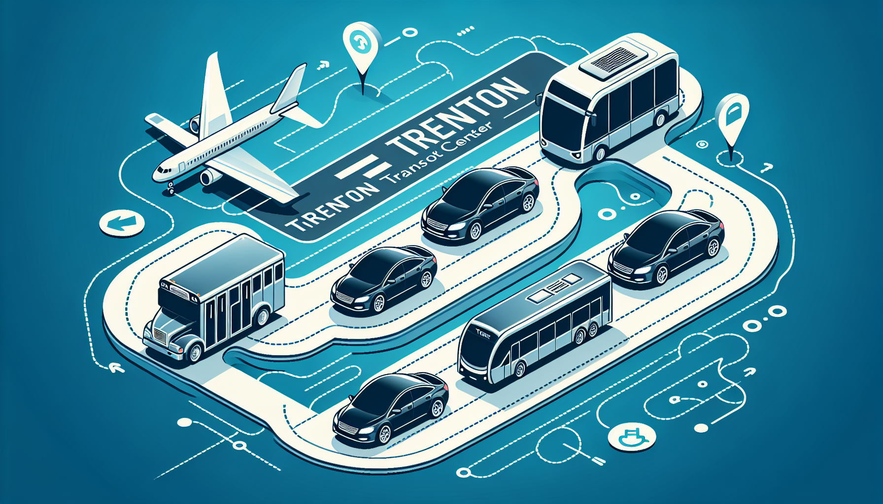 Various transportation options for traveling from Trenton Mercer Airport to Trenton Transit Center