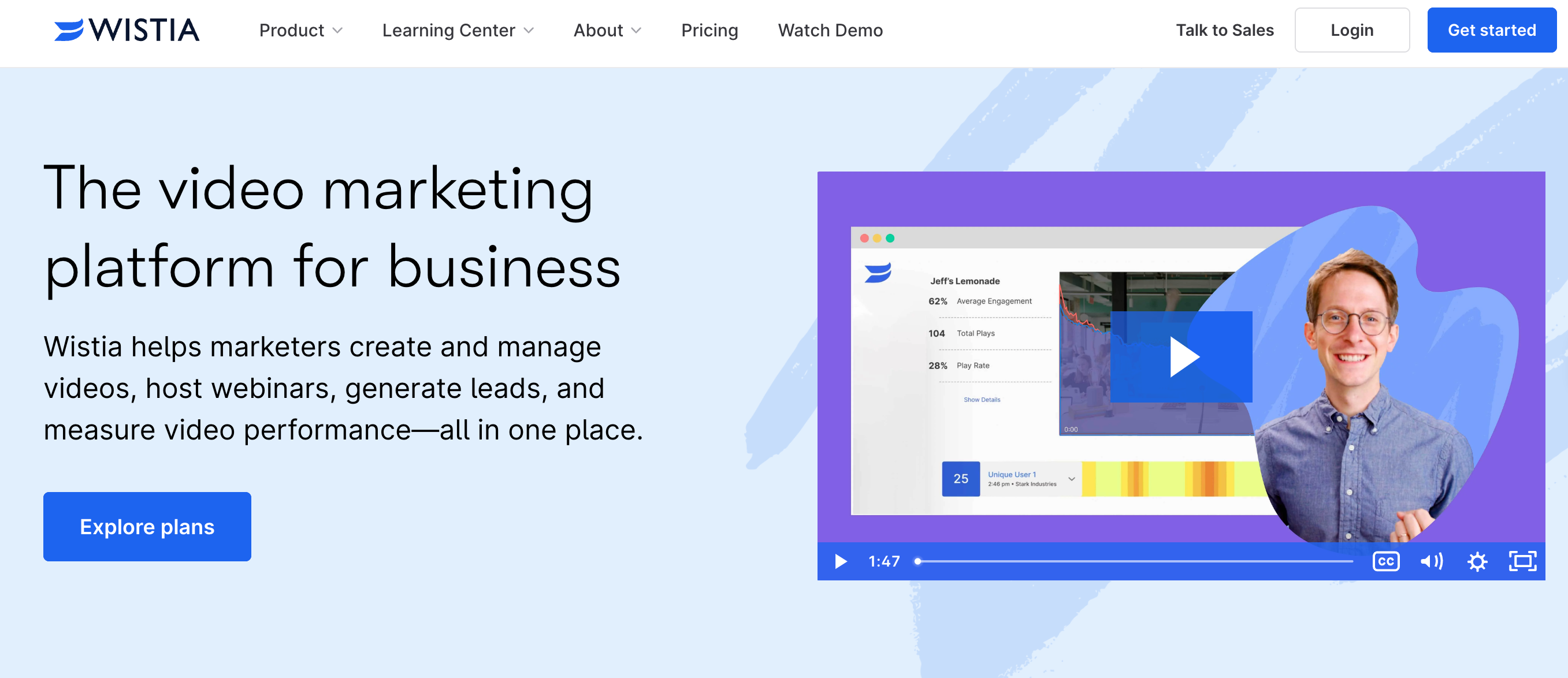 Wistia homepage