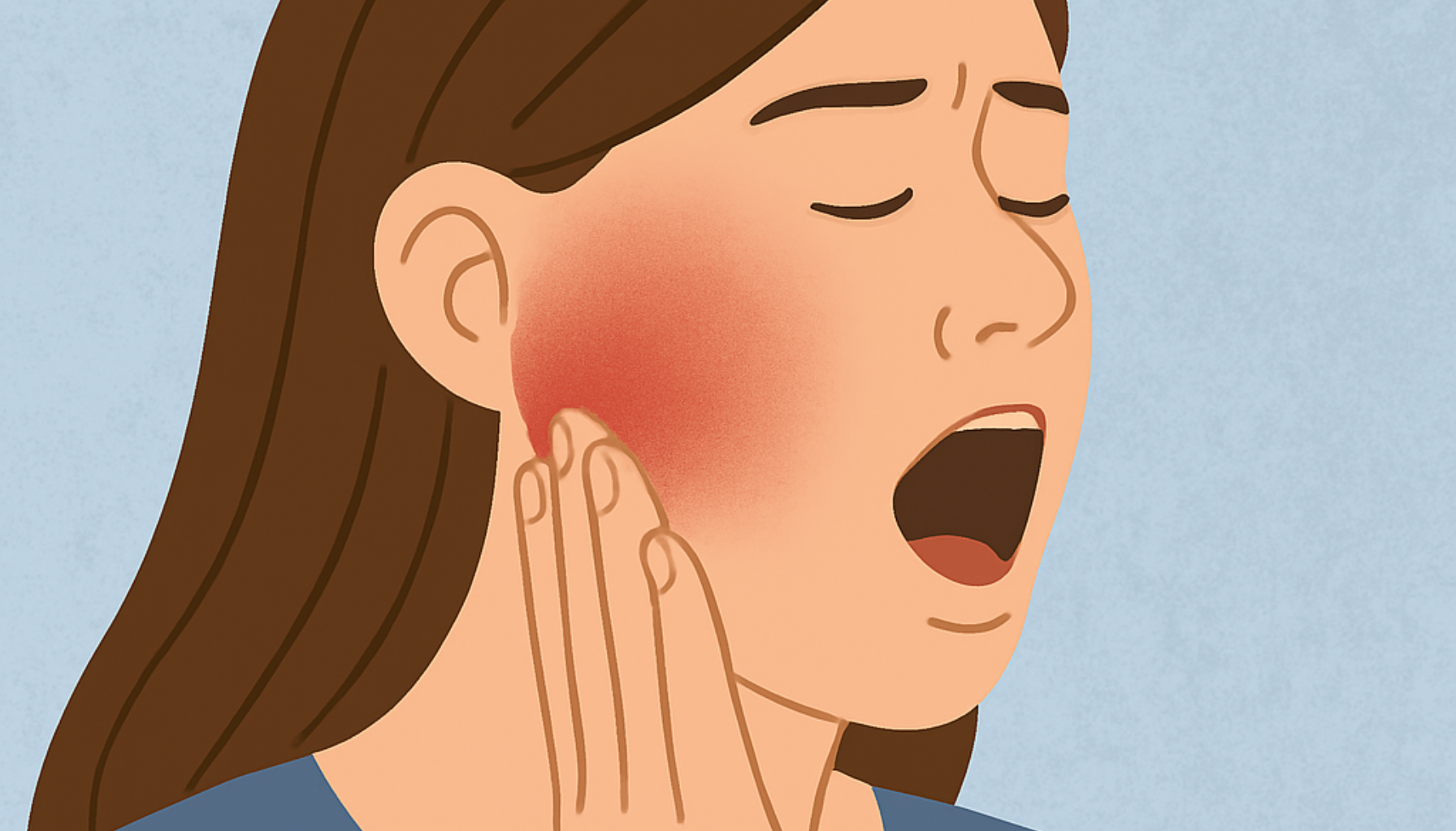 Smerter i kjeveleddet – Derfor gjør det vondt å gape 12 Illustrasjon av kvinne som holder seg til kjeven i smerte mens hun gjesper, med rødhet rundt kjeveleddet. smerter i kjeveleddet vondt i kjeven temporomandibular disorders temporomandibulær dysfunksjon smerter i kjeven dysfunksjon tmd årsaker til kjevesmerter rundt kjeven kjeven tmd forårsake smerter kjevesmerter andre ledd smerter behandling kjeveleddet ofte vondt dysfunksjon kjeveledd temporomandibular hos årsaker kjeve hjelpe andre plager symptomer øvelser kjeveplager spenninger hjelp eksempel tennene muskler smertene smerte nakke god plagene bør flere stress råd musklene underkjeven sammen personer redusere nakken opplever munnen hodepine ledd viktig rundt tyggemusklene unngå gape akupunktur tilstander leddet øret tannlegen behandlingen gjøre får smerten ansikt tegn tiltak kommer tenner akutte informasjon riktig tilstanden bittskinne gjør bruk