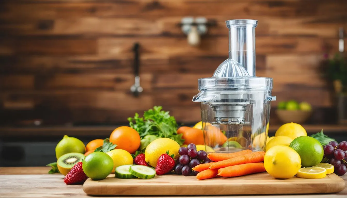 A vibrant display of fresh fruits and vegetables, including mangoes, bananas, and spinach, is artistically arranged for juice preparation, showcasing the colorful ingredients ideal for a juice bar franchise. This assortment highlights the health benefits and delicious flavors of real fruit smoothies, perfect for creating nutrient-packed drinks.