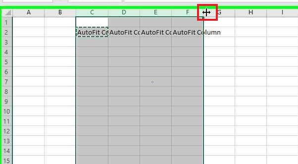 Select the multiple columns to adjust its column widths.