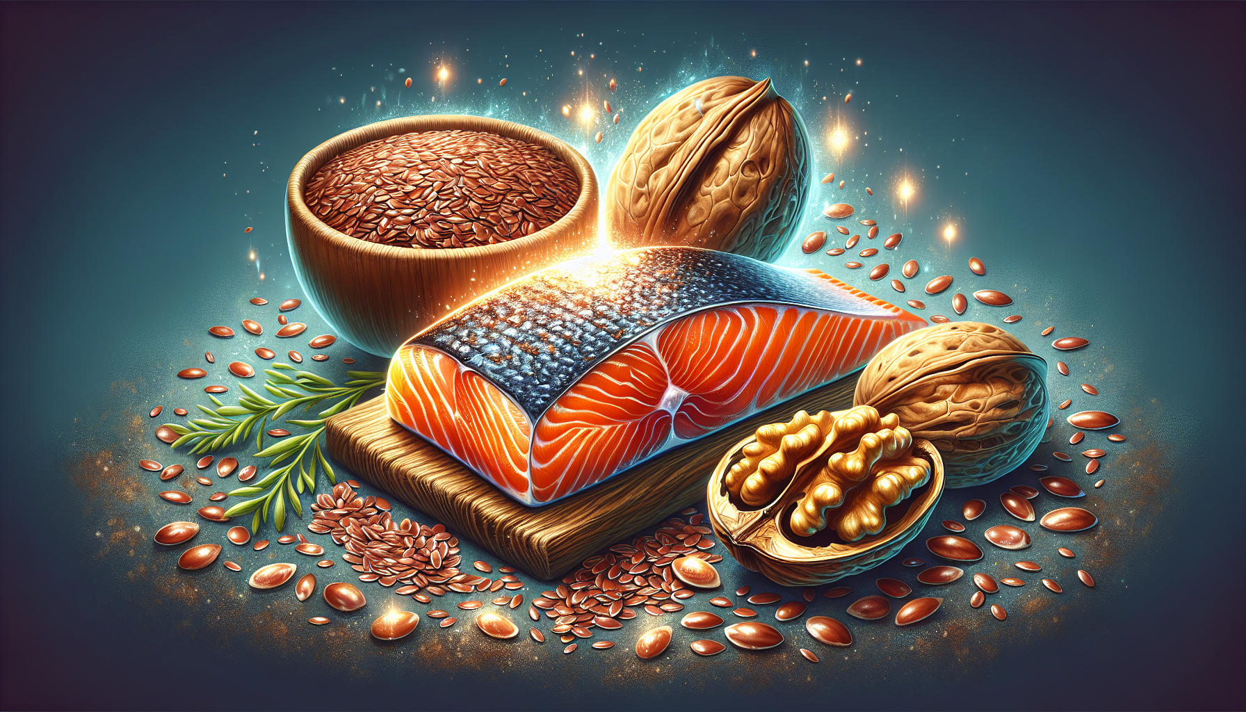 Illustration of omega-3 fatty acids rich foods