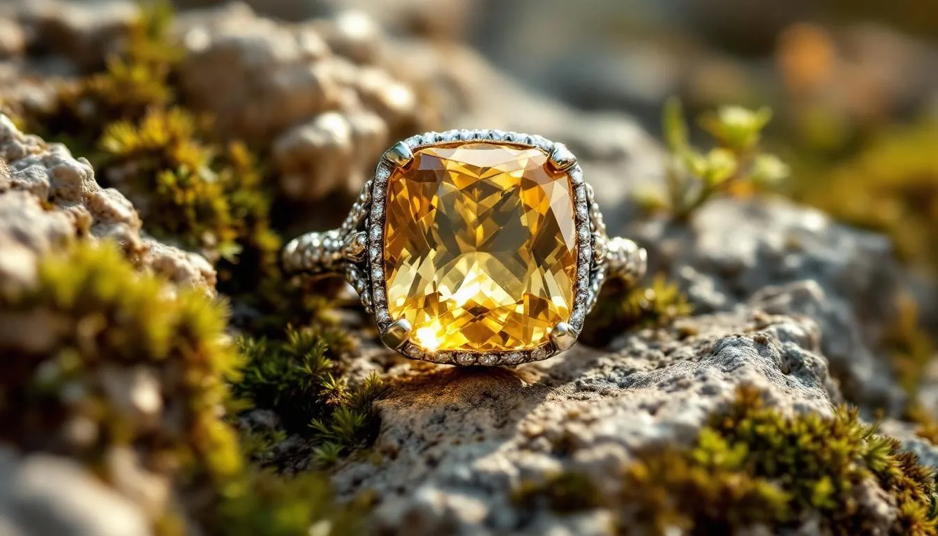 The image illustrates the origins of the birthstone citrine, showcasing its stunning yellow and orange hues alongside the beautiful blue topaz, which is also a November birthstone. This captivating display highlights the charm of birthstone jewellery, perfect for November birthdays and special moments.