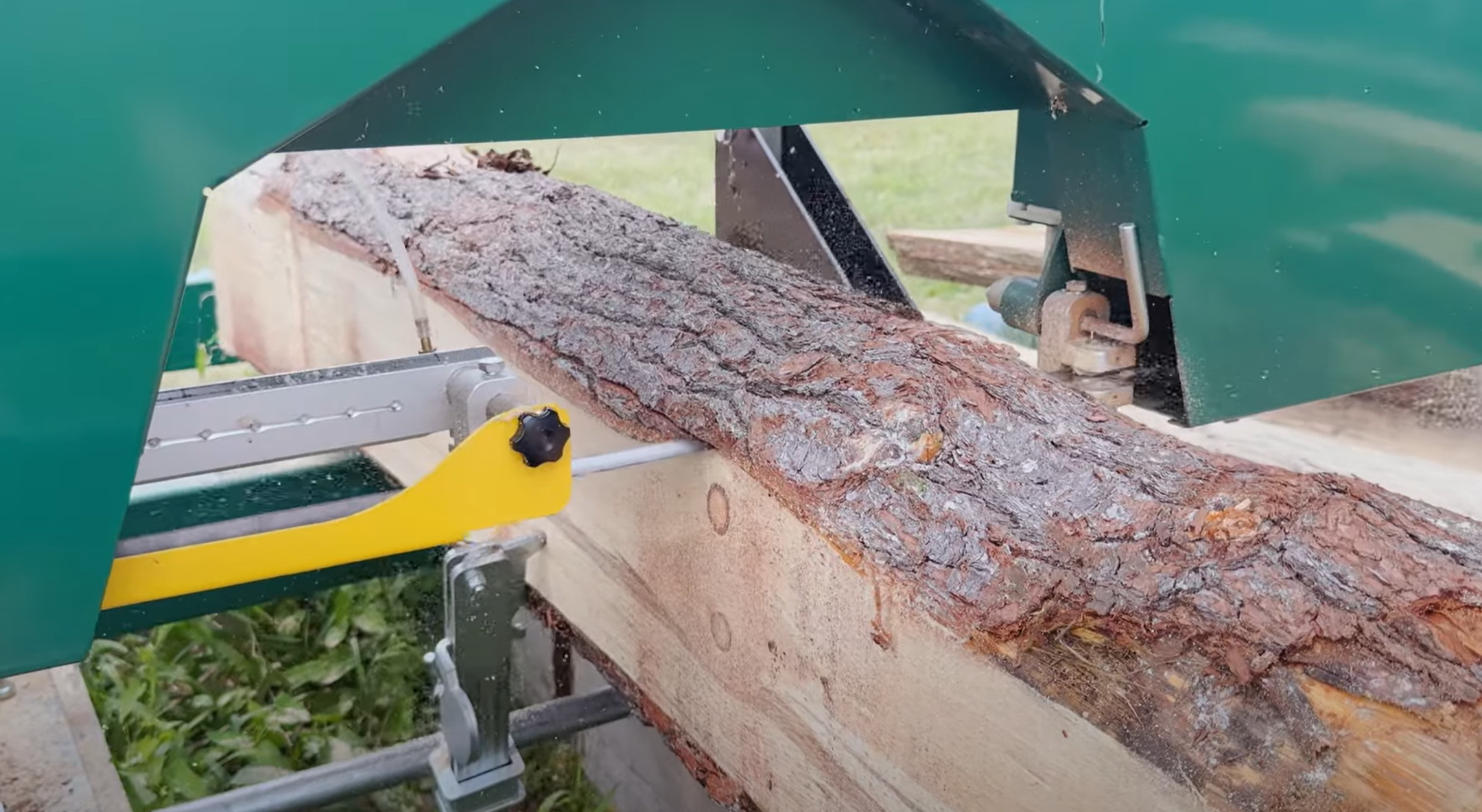 A sawmill made milling lumber, squaring the cant.