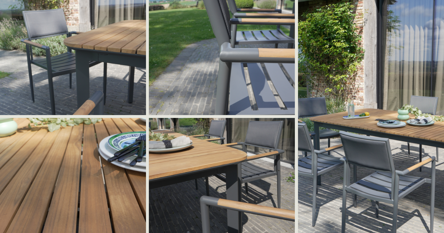 Salon de jardin aluminium et teck PIANA 6 places WILSA GARDEN