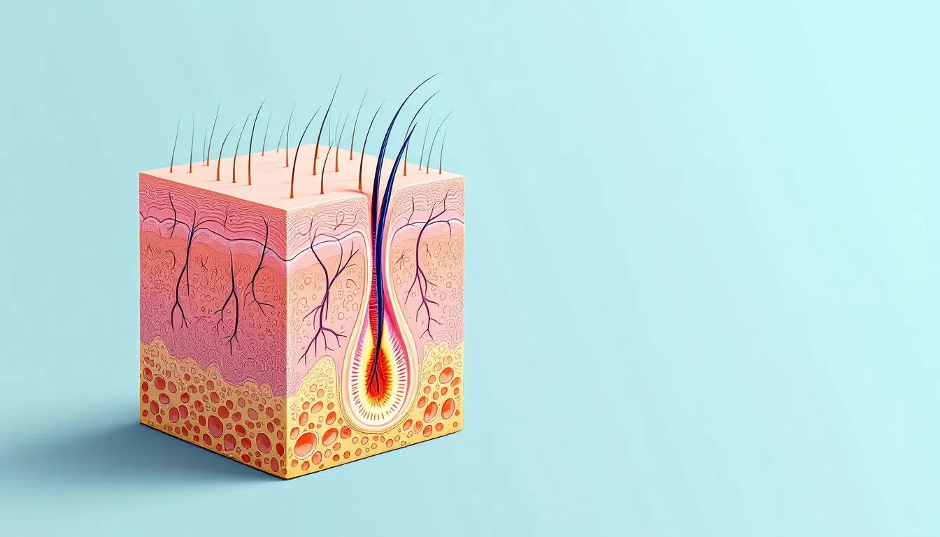 An illustration of hair follicles showing the effects of NMN on hair growth.