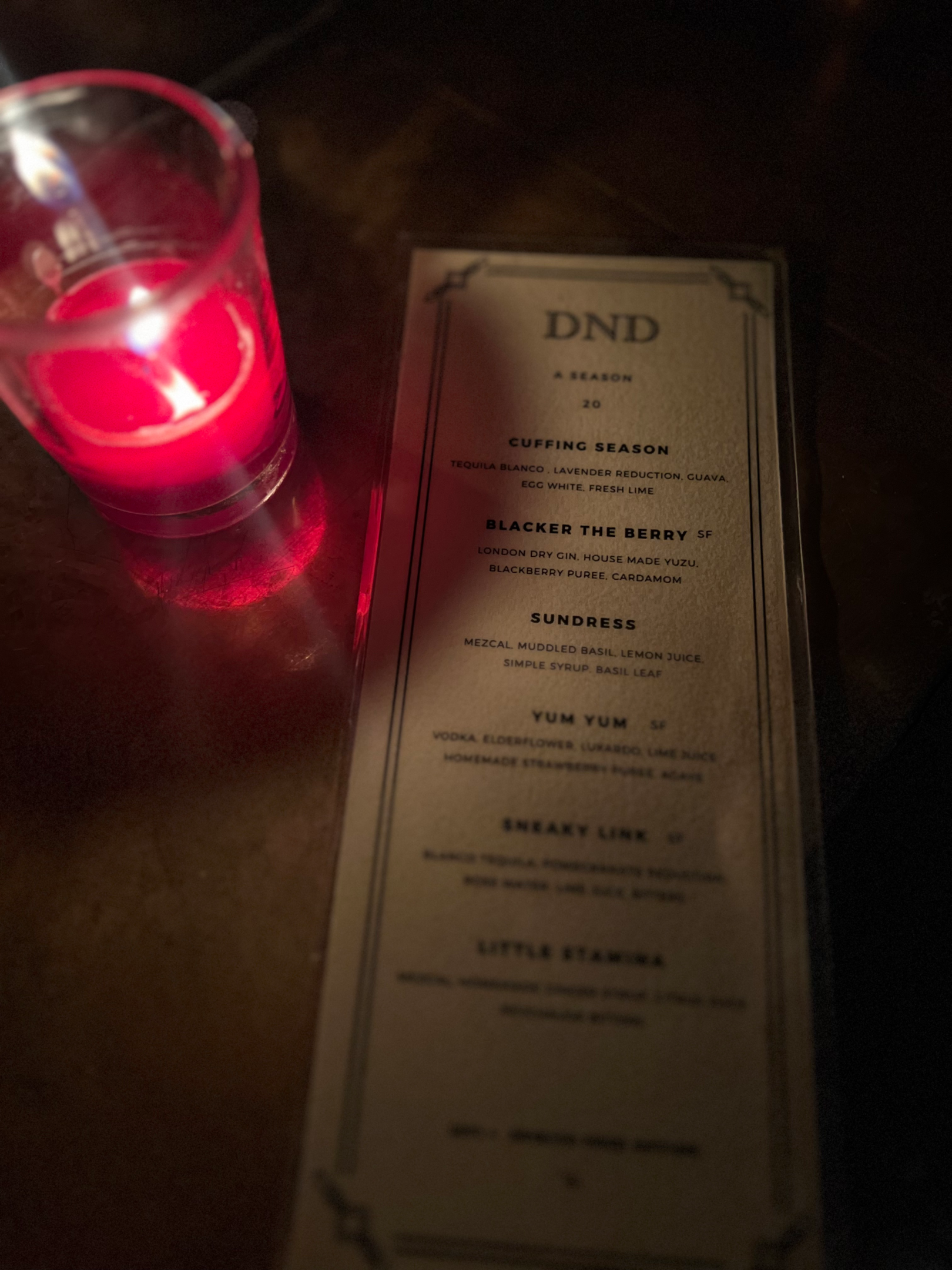 DND west village drink menu, DND cocktails, Do not Disturb cocktails