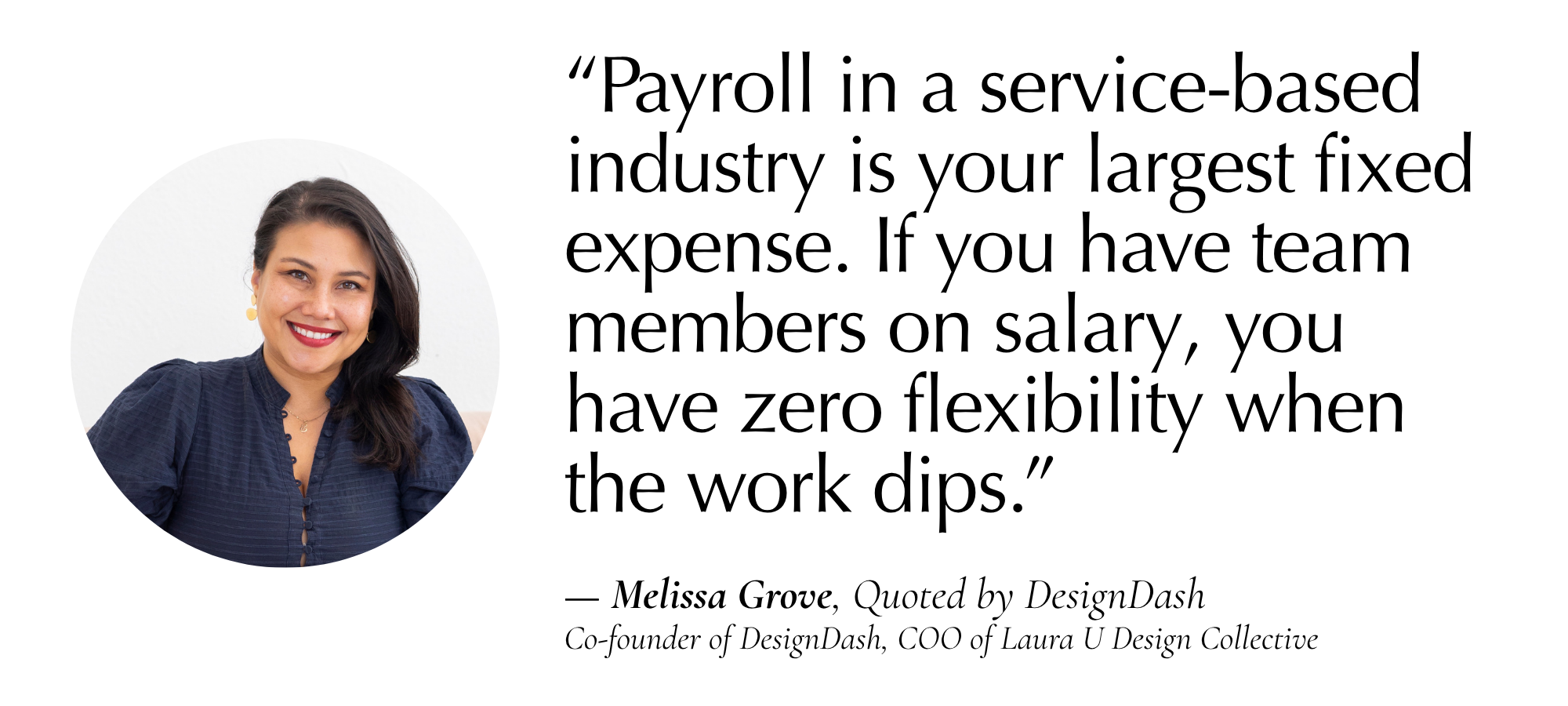 typed quote with a headshot bubble