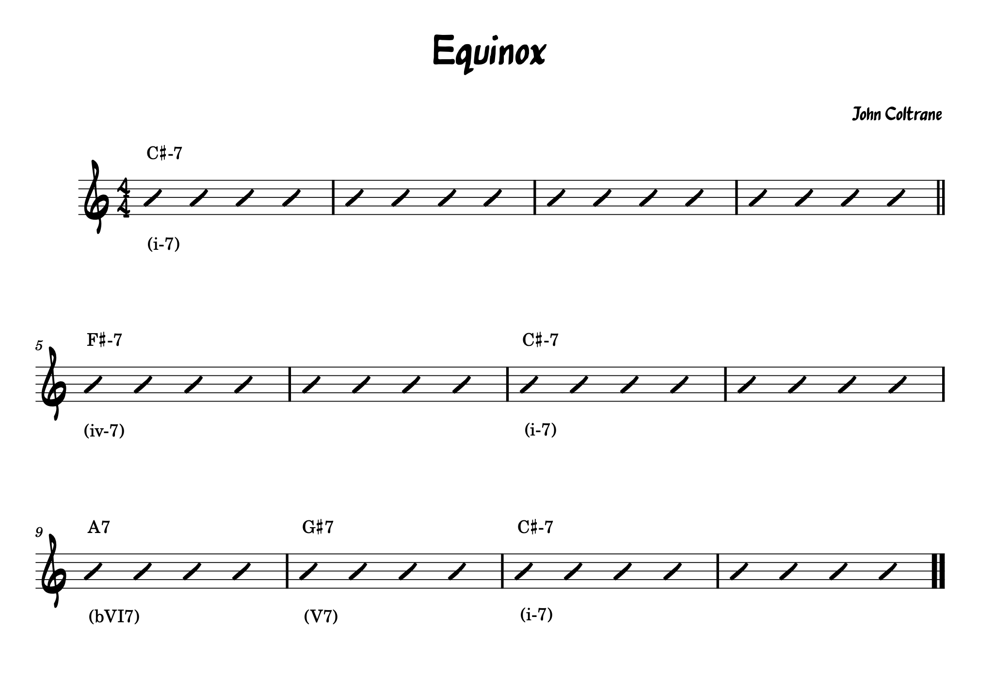 Blues Chords: Lead sheet for Equinox by John Coltrane