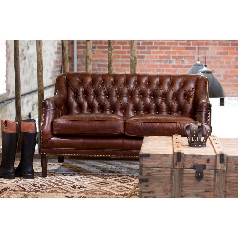 vintage leather sofa in dark brown 