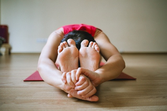 yoga, legs, young woman