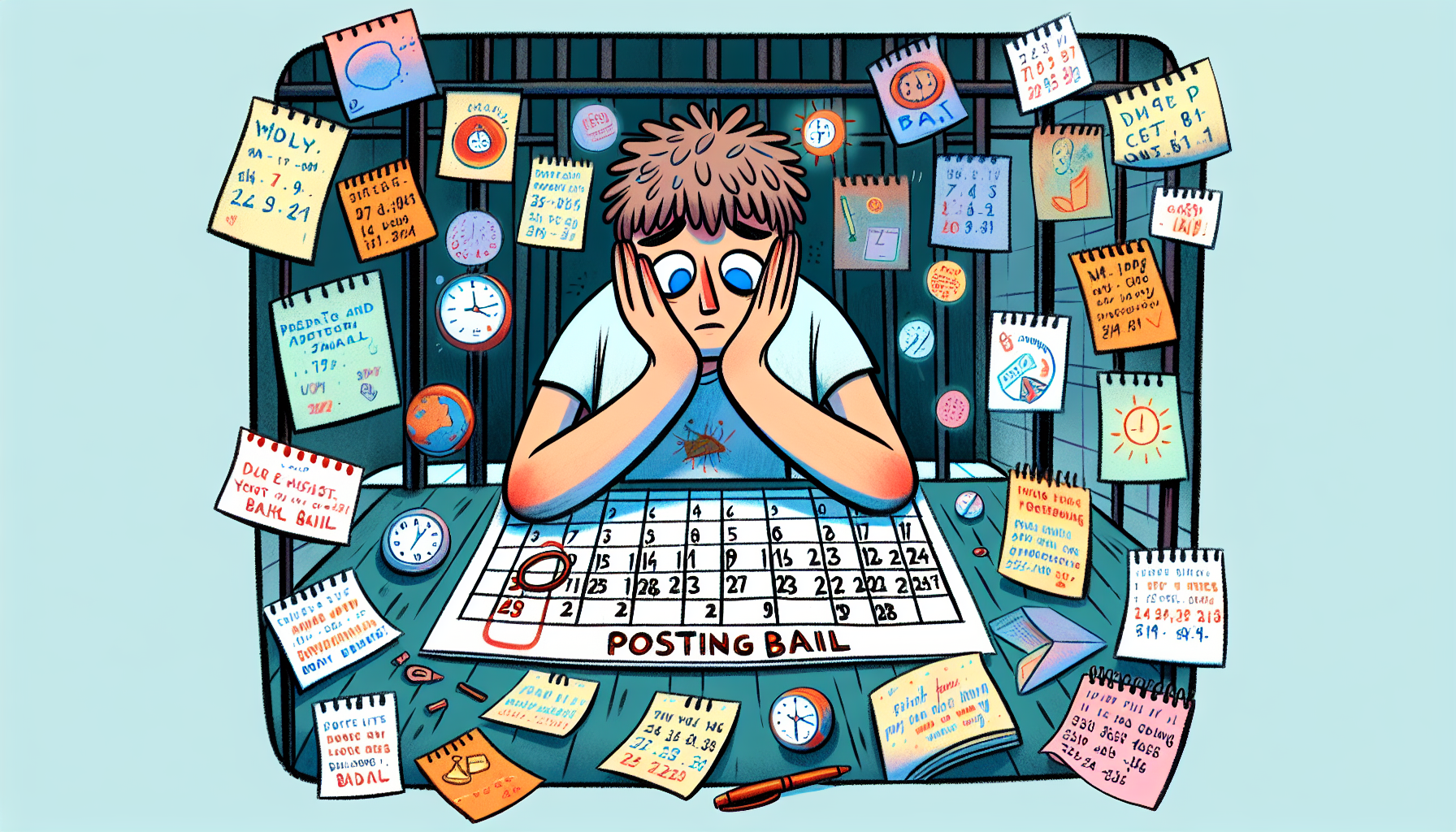 An illustration highlighting the responsibilities one has after posting bail, such as attending court dates.