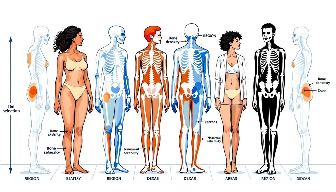 A diverse group of individuals who may need a DEXA scan for bone health.