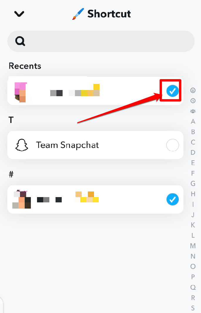Closeup image showing how to add your friends to your Snapchat shortcut