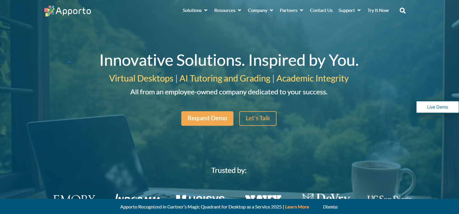 Apporto virtual desktop platform offering white-label VDI solutions, cloud-hosted desktops, and scalable remote access services for MSPs, educational institutions, and enterprise organizations.