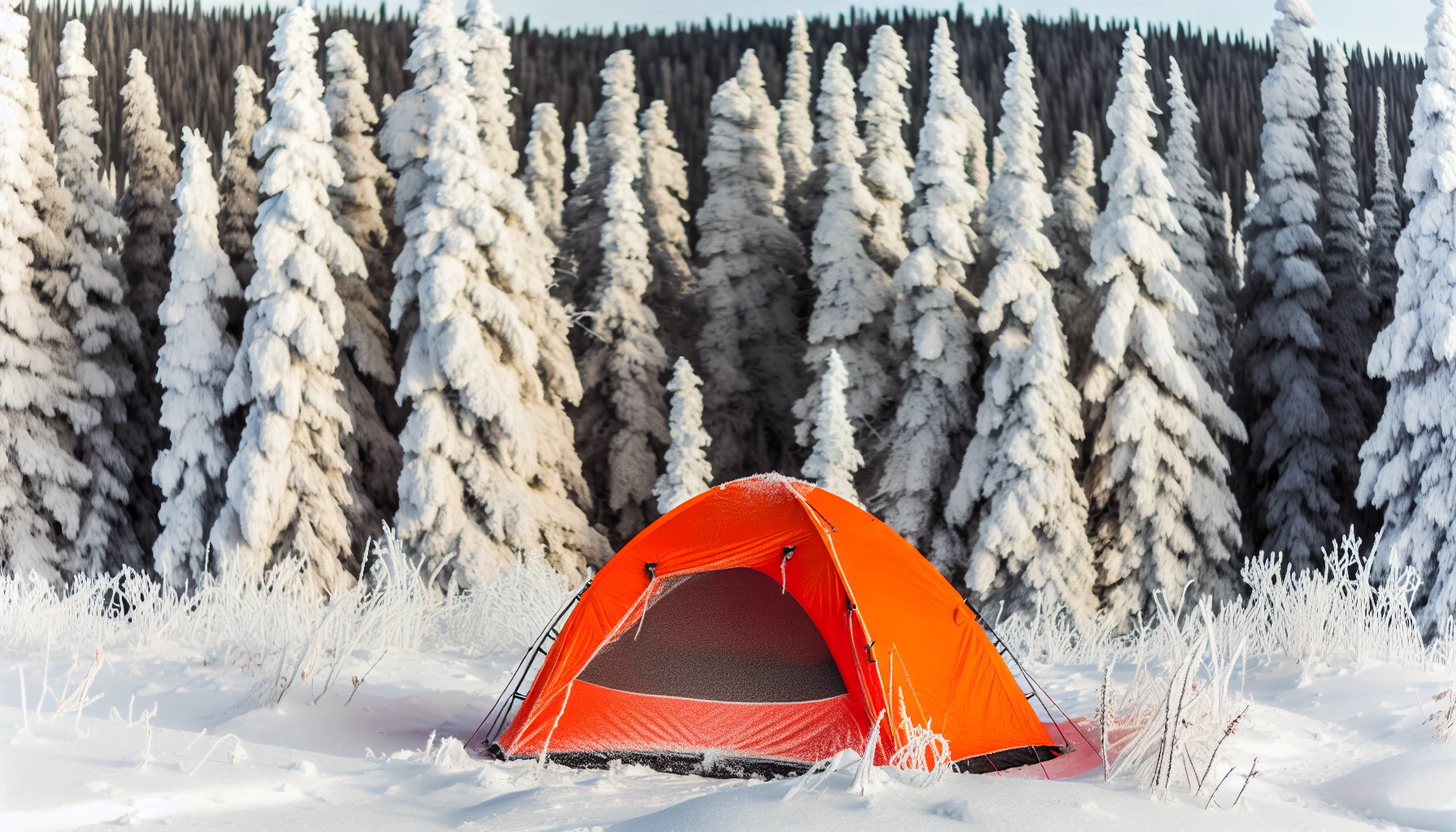 Insulated tent in a snowy outdoor setting