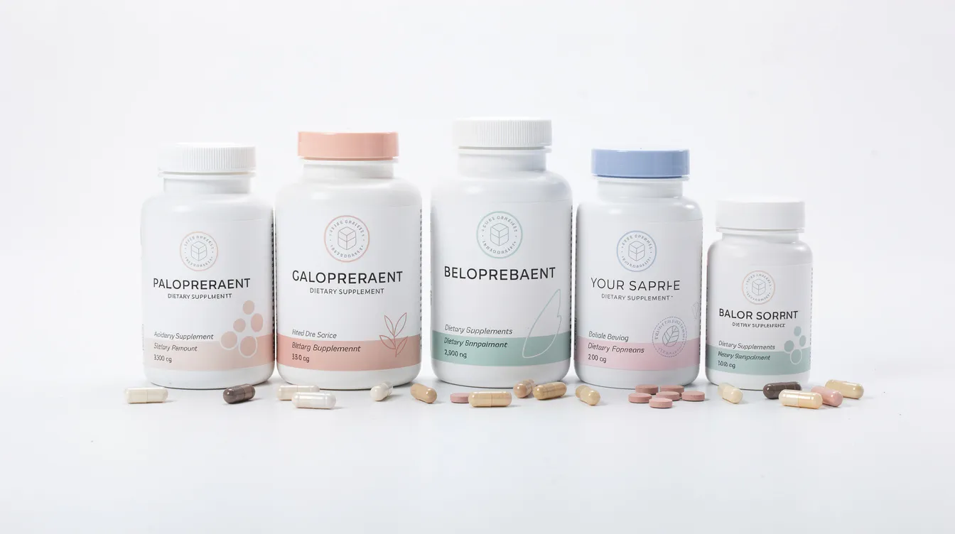 The image features several supplement bottles and capsules neatly arranged on a clean white surface, highlighting various testosterone support supplements, including options to help support healthy testosterone levels and boost testosterone production. This visual representation emphasizes the importance of nutritional supplements for men's health and hormonal balance.