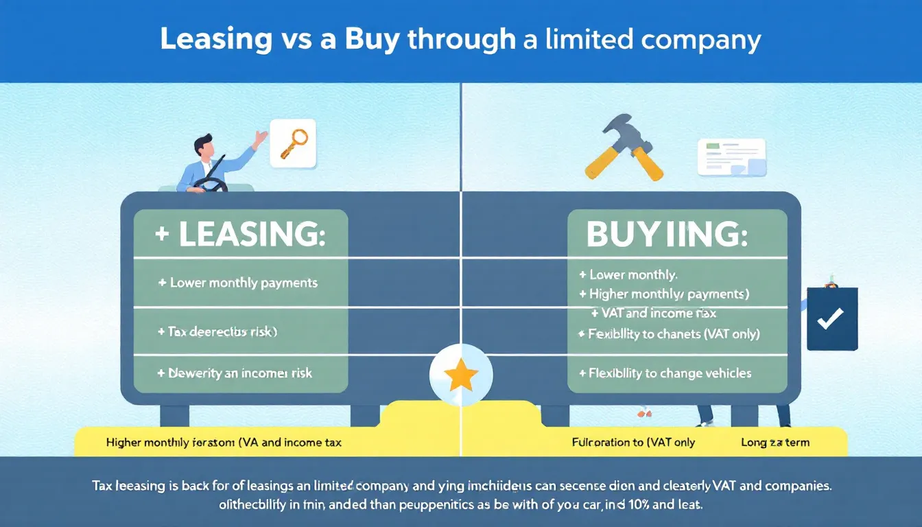 A comparison chart between leasing and buying a car through a limited company.