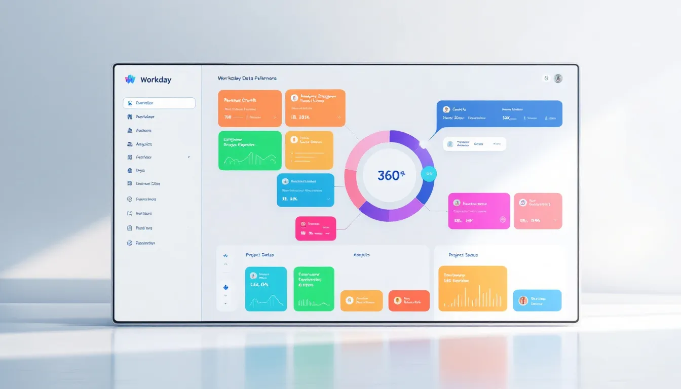 A visual representation of data management and reporting in Workday.