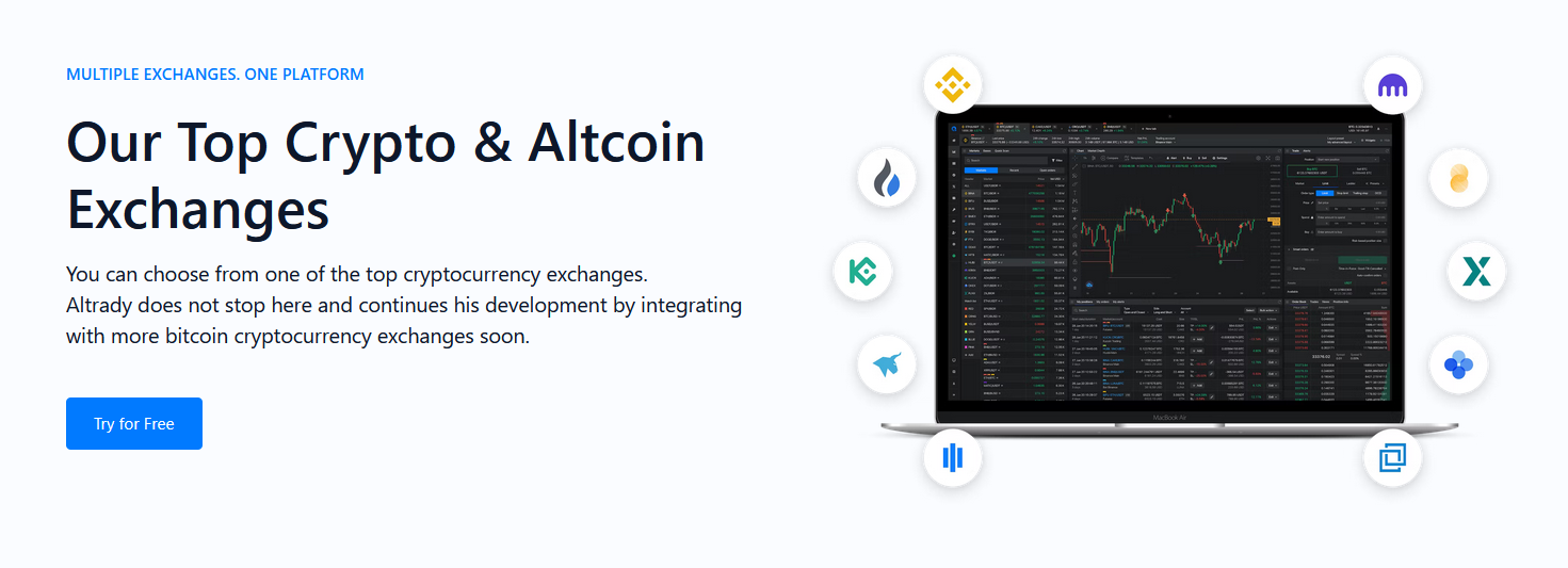 Altrady has over ten cryptocurrency exchanges.