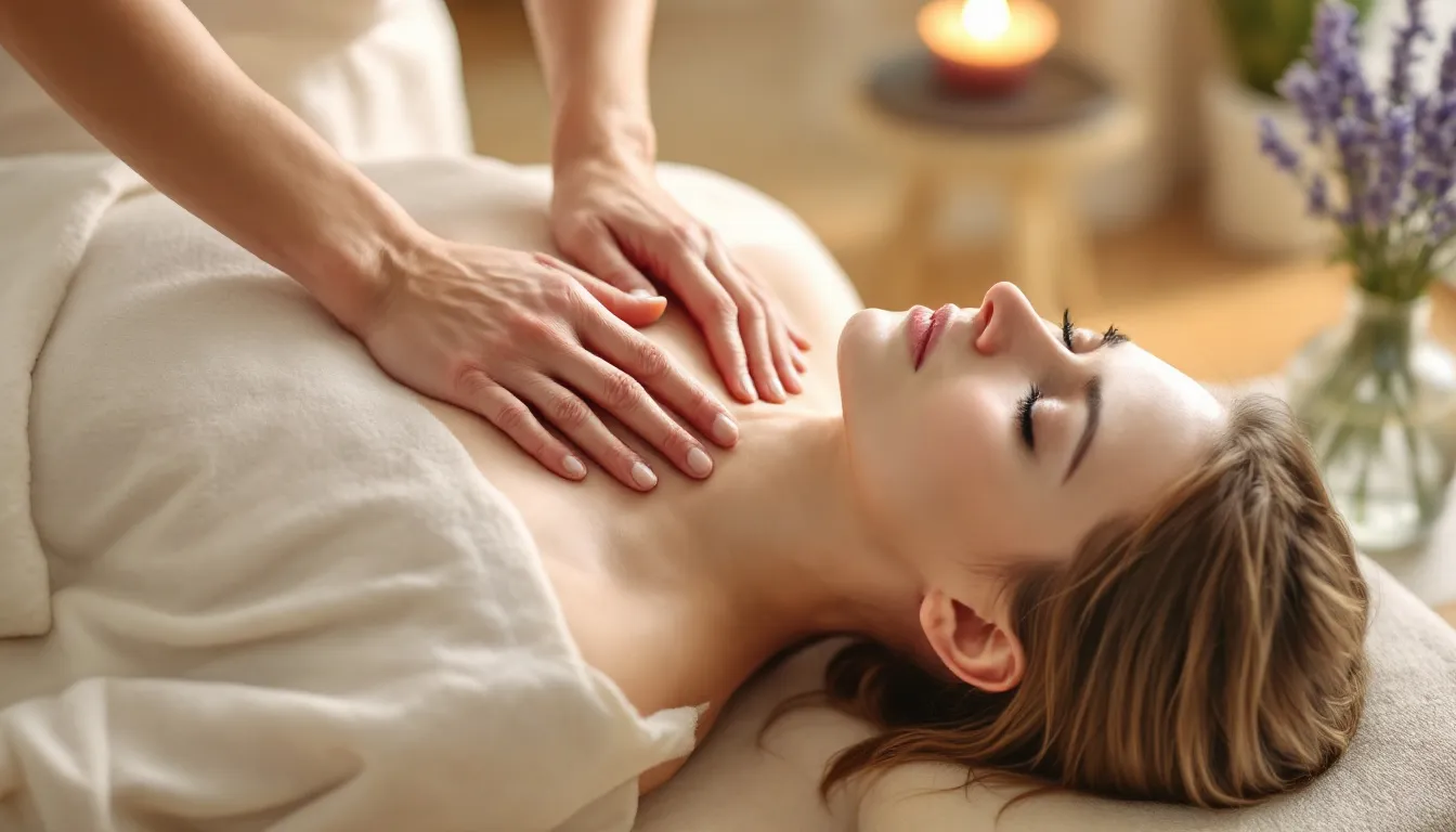 A peaceful massage therapy session aimed at alleviating pinched nerve pain.