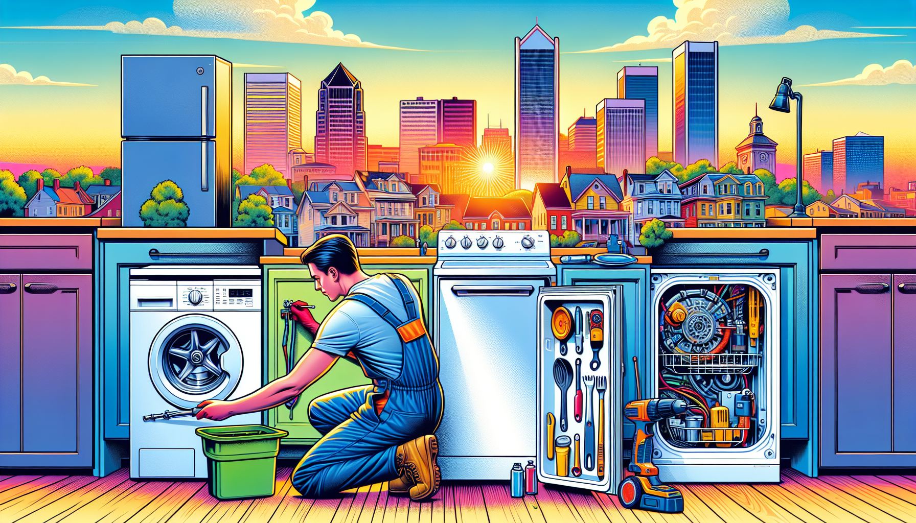 An illustration representing appliance repair services in Richmond, VA.