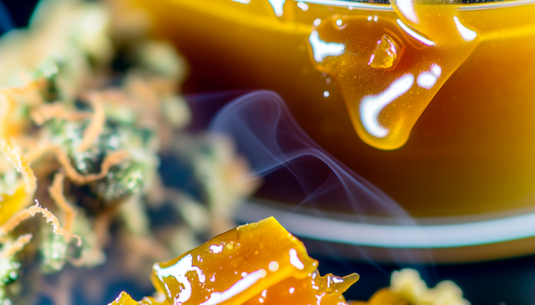 Close-up of wax and budder concentrates