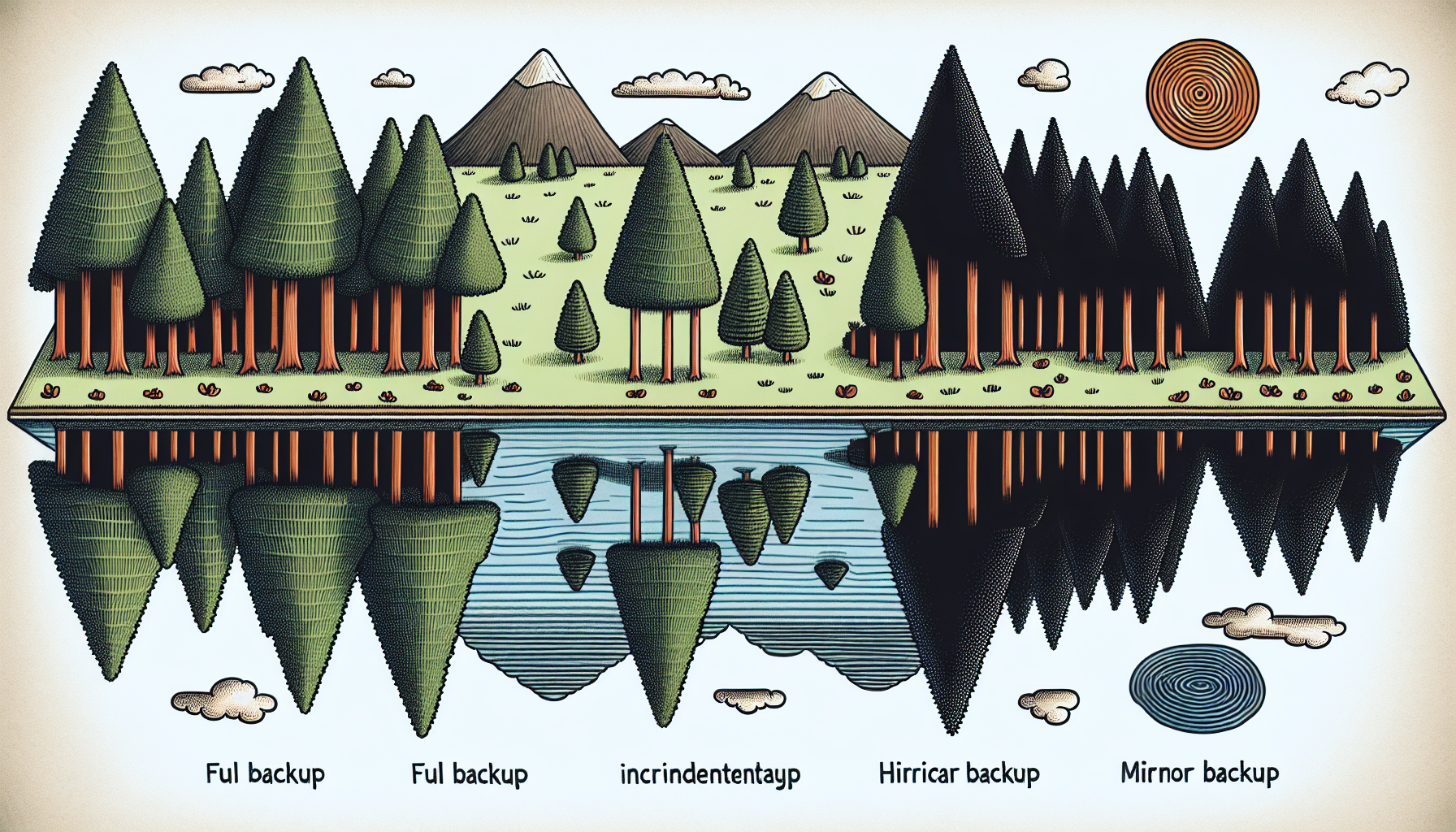 Illustration of different types of backups