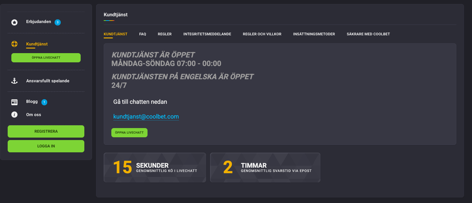 Coolbet poker kundtjänst