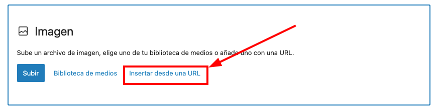 Bloque de imagen de WordPress que resalta el campo de texto de URL