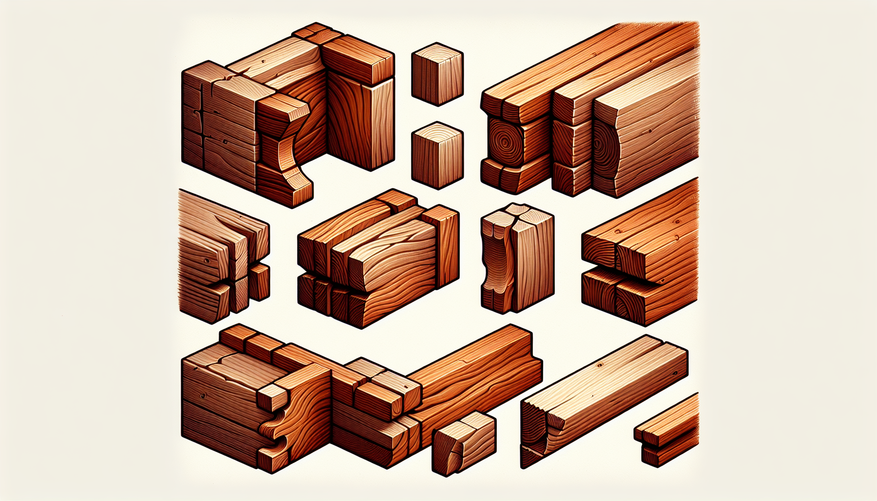 Illustration of traditional timber frame joinery