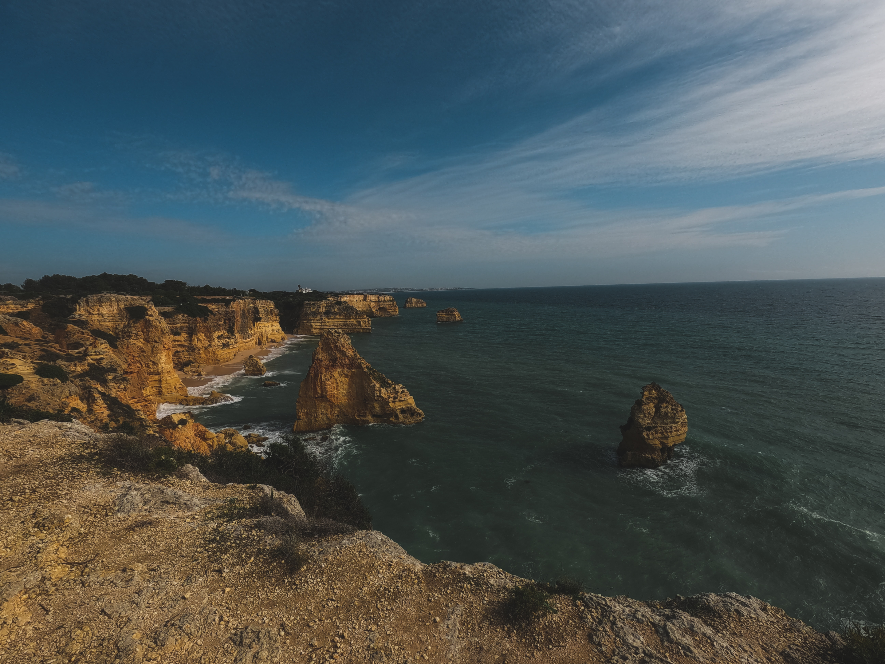 A winter weather in Algarve with sunny days and warm jacket