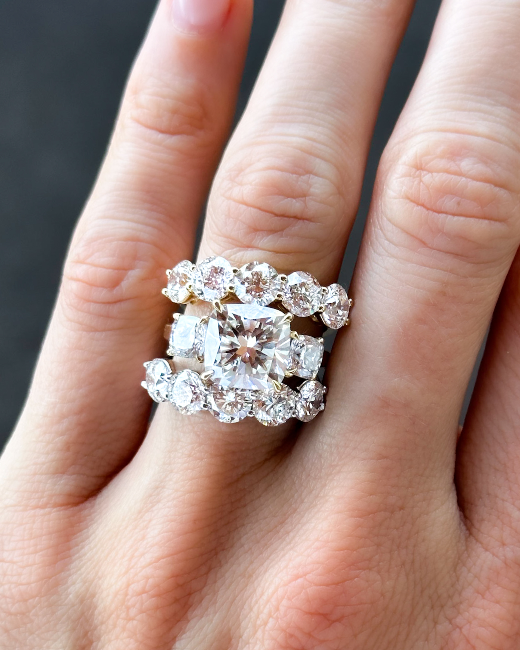 GOODSTONE Triad Engagement Ring With Cushion Cut Diamonds