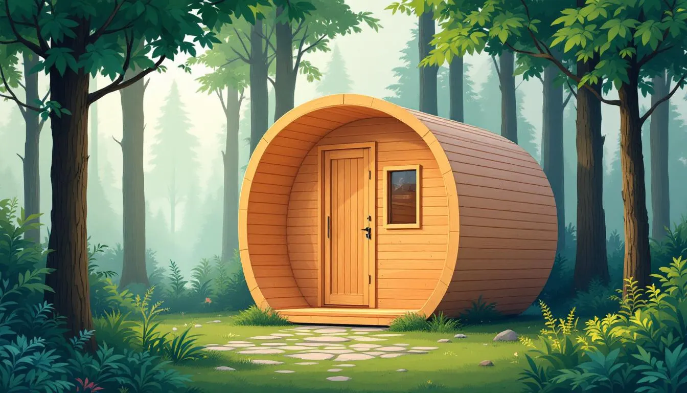 A visually appealing cedar sauna set against a natural backdrop, highlighting its aesthetic appeal.