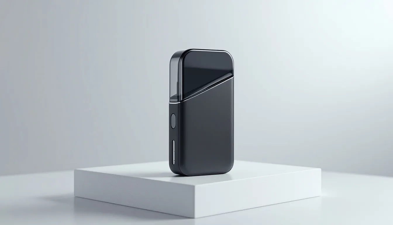 A user selecting a prefilled pod vape from a display.