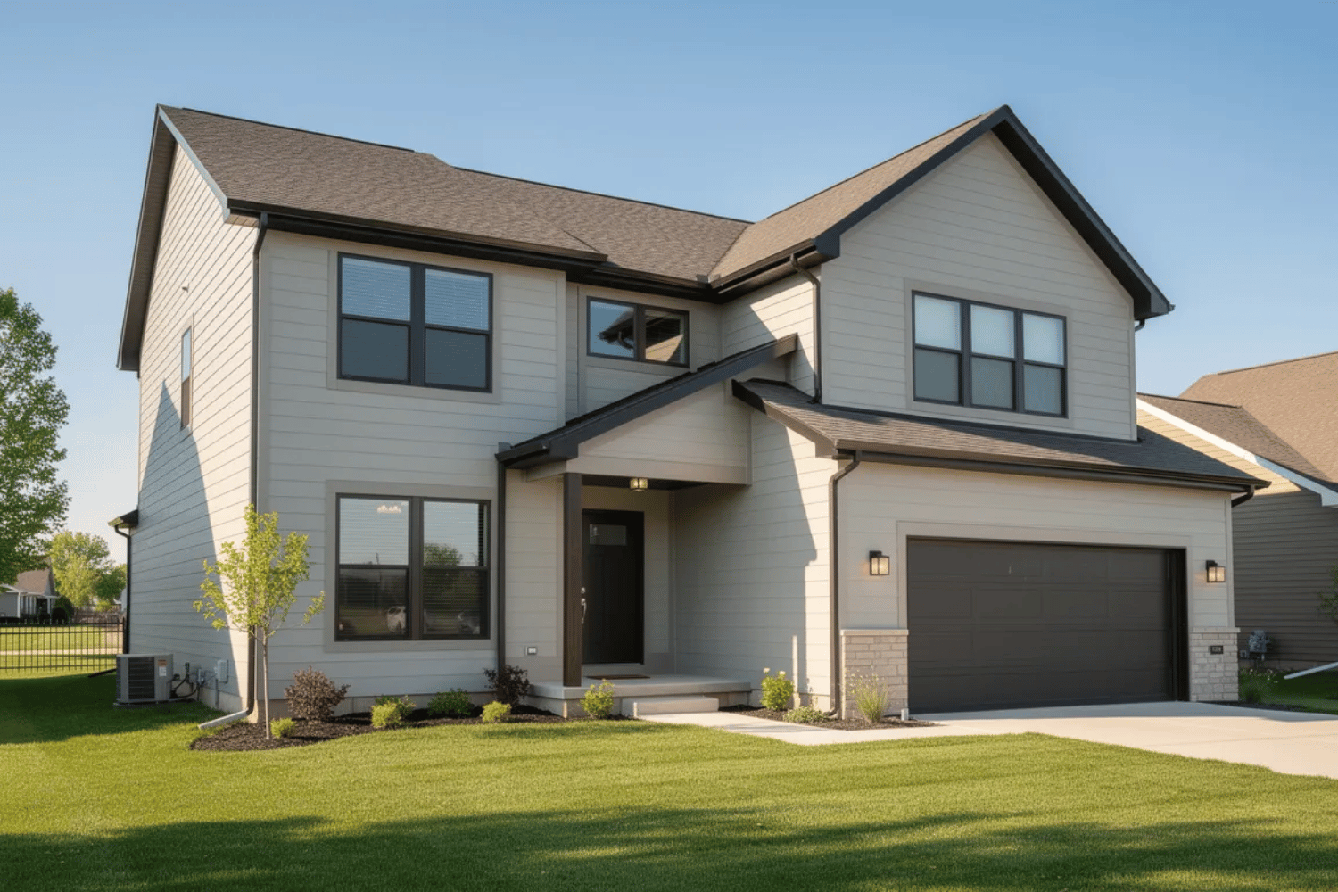 The Image Depicts A Modern Home In Missouri Featuring Energy-Efficient Windows And A New Roof, Set Against A Bright Sunny Sky. This Exterior Showcases The Home'S Commitment To Energy Efficiency, Promising Potential Energy Savings And Comfort For Its Residents.