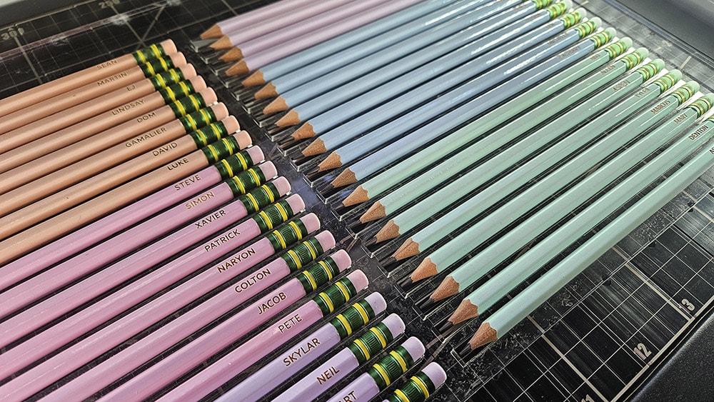 custom engraved pencils by Emily Caroline