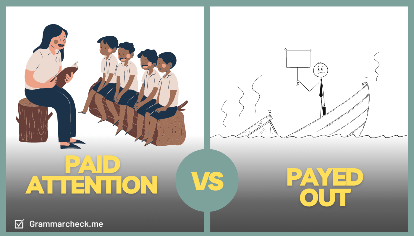 showing different past participle forms of pay attention